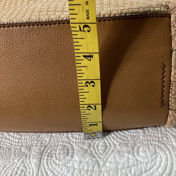 Fossil 1954 Classic Woven Purse Wooden Handles Detachable Straps Beige Brown - Picture 11 of 16